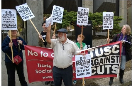 Cardiff TUSC supporters lobby Care UK in support of Doncaster workers striking against pay cuts